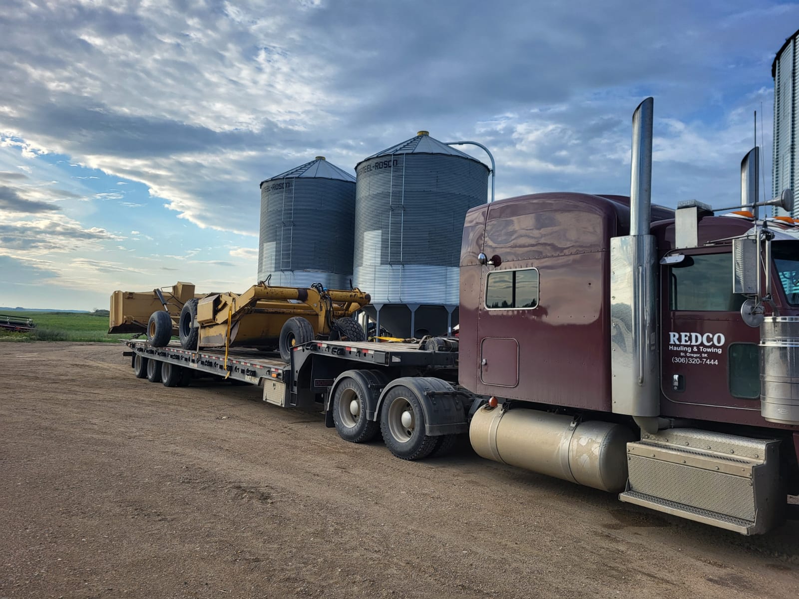 Long Trailer Deck with Land Scraper loaded